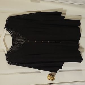 Torrid Black Lace super soft knits 3/4 length bell sleeve blouse size 2